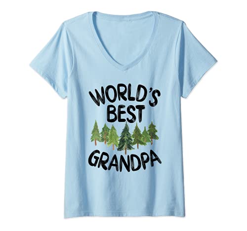 Donna World's Best Grandpa Cute Outdoorsman Father's Day Maglietta con Collo a V