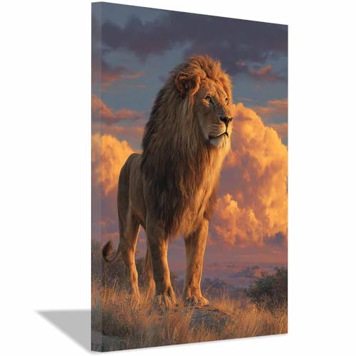 Toile lion abstrait nuage brun pour habiller un grand mur vide