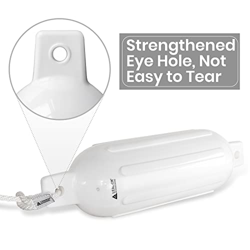 Image of Leader Accessories Ribbed Twin Eyes Boat Fender Bumper Pack of 4 Includes 3 /8'' Fender Lines and Pump to Inflate