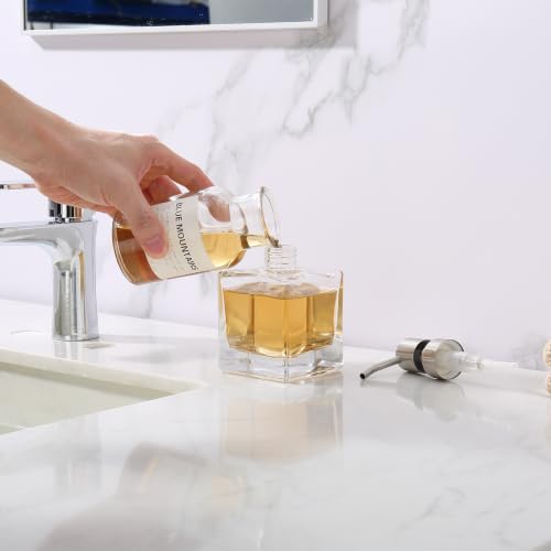 Image of Square Bathroom Soap Dispenser, Brushed Nickel, Glass Bottle, Stainless Steel Pump, Kitchen Hand Soap Dispenser
