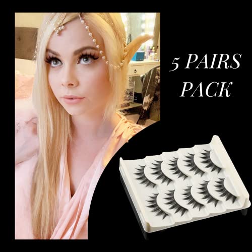 Okdeals 5 Pairs Cosplay Manga Lashes 3D Little Devil Spiky Eyelash Cute Doll Anime Lashes Japanese Style Makeup Eyelashes Natural Look Halloween Lash Beauty Extension Tools - Thumbnail 5