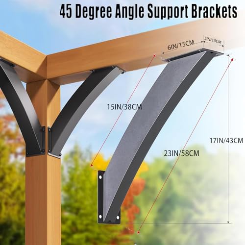 Kit de Soportes para Pergola de Acero de Alta Resistencia, Ángulo de 45°, para Estructuras de Madera como Gazebos, Decks y Cabañas (2 piezas) miniatura 2