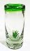 Eye4Art Mexican Tequila Shot Glasses, 4 Agave Cactus, Green Rim, Hand Blown