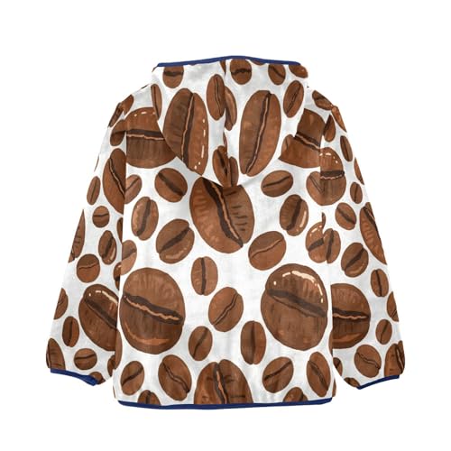 Brown Coffee Beans Pattern Print_1 Toddler Fleece Jacket Girl Boys Hooded Fleece Jacket Coat Warm2