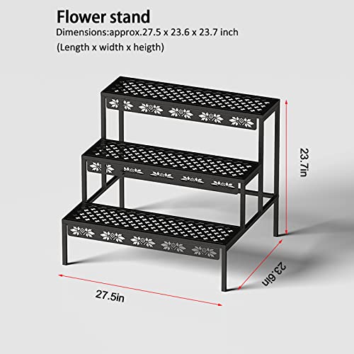 Duriso 3 Tier Metal Ladder Plant Stand, Heavy Duty And Durable ,Corrosion-Resistant Utility Storage Organizer Rack For Home Garden, Rectangular Display Rack For Flower Pots Fits Indoor & Outdoor #TOP1