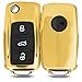 Produktbild kwmobile Autoschlüssel Hülle für VW Skoda Seat - TPU Schutzhülle Schlüsselhülle Cover für VW Skoda Seat 3-Tasten Autoschlüssel Hochglanz Gold