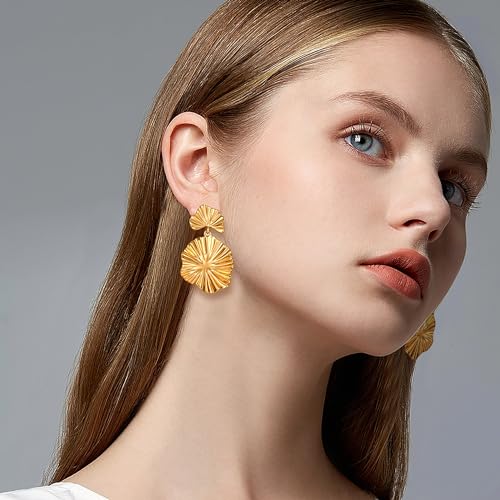 Gold Leaf Earrings Dangle Earring for Women, Silver Two-Tone Fashion Statement Jewelry3