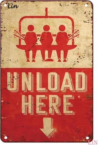 Letrero de metal para esquí: descarga aquí, decoración de pared de aluminio para esquí, cabina de telesilla, hogar, bar, pub, cartel de hojalata, decoración de metal elegante, placa de hierro diver