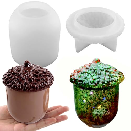 ZQYSING Christmas Pinecone Jar Silicone Mold with Lid, Xmas Resin Jar Mold