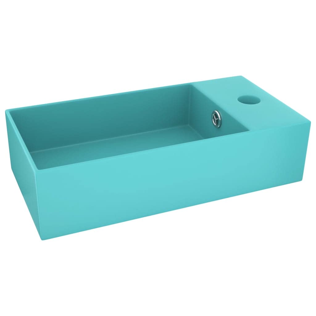 Generisch Badezimmer-Waschbecken mit Überlauf Keramik Hellgrün,Heimwerkerbedarf,Sanitärbedarf,Sanitärkeramik Armaturen,Waschbecken Spülen-146991