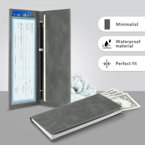 Image of CoBak Checkbook Cover for Women & Men - PU Leather Case with RFID Blocking | Classic Design Check Book Holder for Personal and Business
