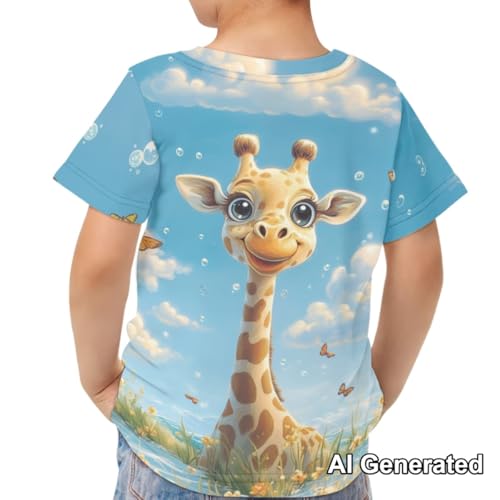 Image of Xhuibop Giraffe Shirts for Boys 13-14 Funny Graphic Crewneck Sweatshirts Unisex Short Sleeve T Shirts for Teens Breathable Tshirts Shirt Basic Casual Tops Comfortable Summer Outfits for Travel