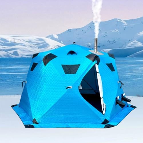 Portable Ice Fishing Shelter for 3-8 People, Insulated Pop-Up Tent with Thermal Hub, Removable Floor Mat & Carry Bag for Ultimate Winter Fishing Experience