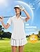 MAGCOMSEN Women Short Sleeve Golf Polo Quick Dry Sun Protection UPF 50+ Shirts Collared V Neck Work Tennis Top White