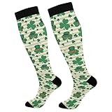 Fashion Cute Socks for Men and Women Saint Patrick's Day Striped Cute Shamrock Hat Knee High Compression Socks Support for Sport Running Hiking Fitness Casual at Home