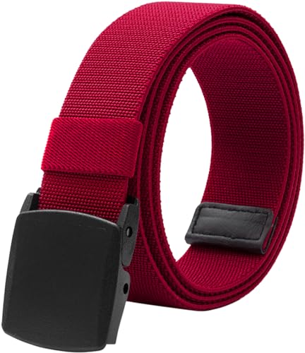 Image of LionVII Elastic Men Belt, Stretch Belt with YKK Plastic Buckle, Breathable Belt for Work and Sports, Adjustable Trim to Fit 28-49 inch Waist