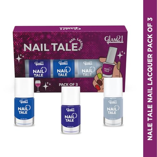 Image of Glam21 Nail Tale- Nail Lacquer|Set of 3|Multicolor|Quick Drying Nail Polish| Glossy Gel Finish Nail Kit | Highly Pigmented & Long Lasting | Chip Resistance|9ml Each|Shade-08