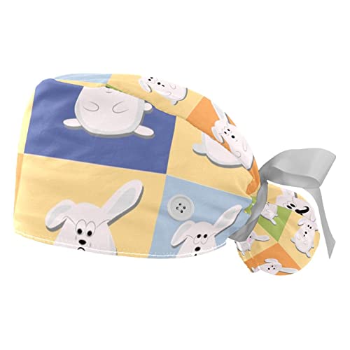 Chapeaux bouffants lapin JDEZ : lot de 2 casquettes de travail ajustables