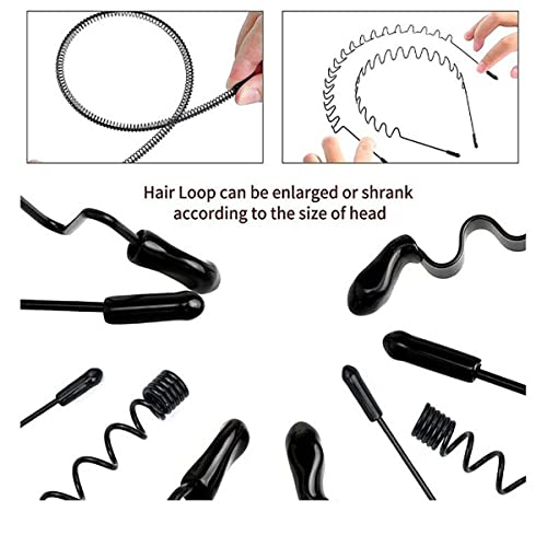 مجموعة ربطات شعر مصنوعة من المعدن بانواع مختلفة مانعة للانزلاق للنساء والرجال، لون اسود-(مكونة من 10 قطع)