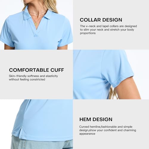 Image of Women's Polo Shirts Short Sleeve Quick Dry UPF 50+ Sun Protection Golf Tops