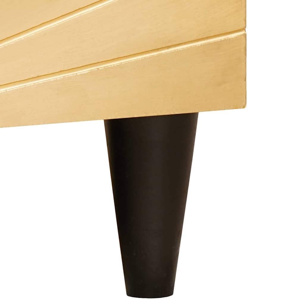 TV-Schrank Schwarz Gold 80x33x46 cm Holzwerkstoff | Mehrere Regale, Kegelfuesse, Stangengriffe, Pflegeleicht mit Feuchttuch
