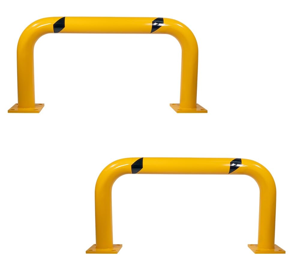 Mytee Products 2 Pack High-Profile Steel Machine Guard Rail Safety Barrier - 24"x48" Yellow Powder Coated w/Black Visibility Stripes Floor Mounted