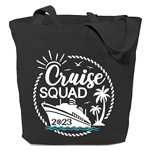 SAUIVD Cruise Squad Ship Graphic Canvas Tote Bag Eco Friendly Shoulder Casual Shopping Bag Funny Cruise Handbag
