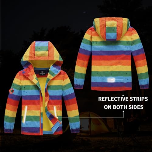 Image of MGEOY Girls Rain Jacket Lightweight Waterproof Hooded Cotton Lined Raincoat Windbreaker for Kids Size 4-12 Years