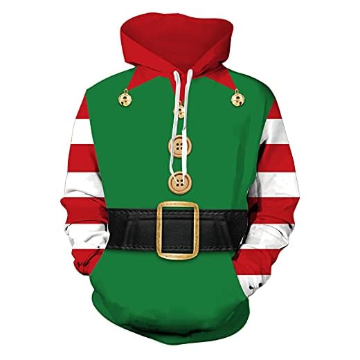 Lelijke Kerst Hoodies Mannen Vrouwen Grappige 3D Print Patronen Sweatshirt Trui Koppels Xmas Party Cool Tracky Hooded Jumper Met Pockge