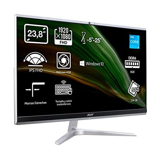 Acer Aspire C24-1650 - Ordenador de Sobremesa 23.8" Full HD (Intel Core i3-1115G4, 8 GB RAM, 256 GB SSD, Intel UHD Graphics, Windows 10 Home, Ethernet, Wi-Fi, HDMI) Color Plata