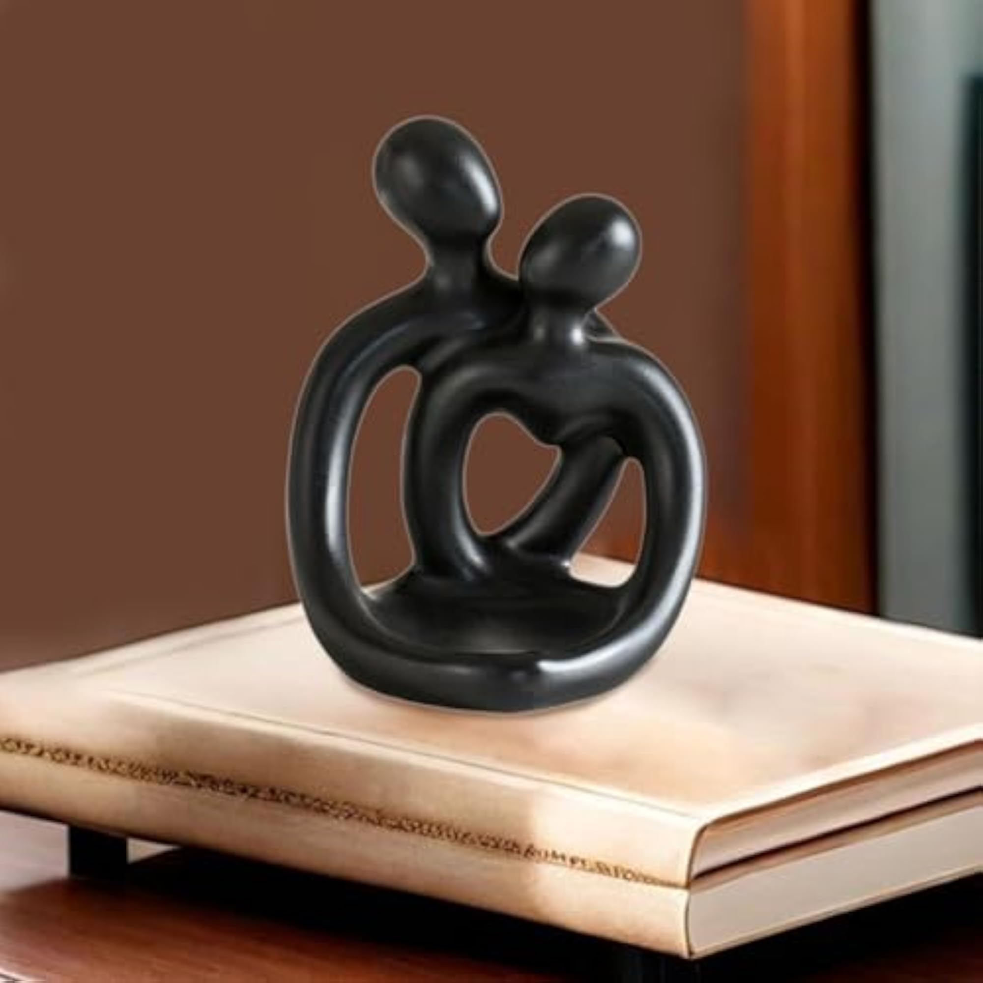 Ceramic Hugging Lovers Statue Candle Holder Handmade