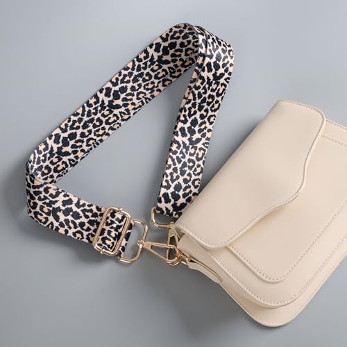 Image of chushui Khaki and Black Leopard Adjustable Crossbody Bag Strap, Animal Print Purse Strap, Wild Spectrum Collection, Replacement Shoulder Strap for Handbags, Totes, Crossbody Bags,Fits Most Bags