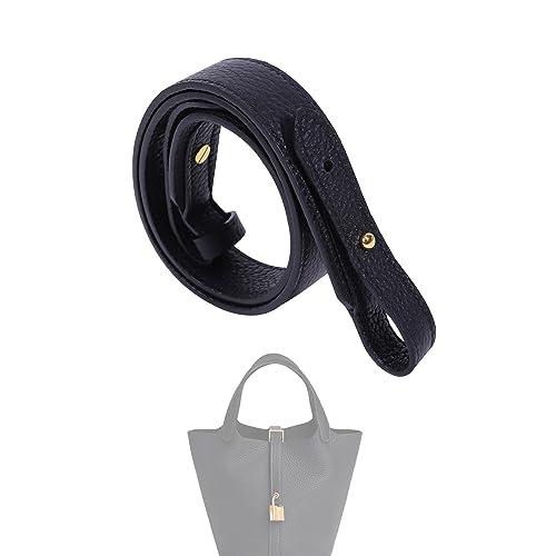 TC Leather Strap for Hermes Picotin/Lindy/Evelyne Bag, Multi Length Handmade Cowhide Crossbody Purse Strap for Handbag【27.6inch Long, 1.5inch Wide, Black (Gold Studs)】