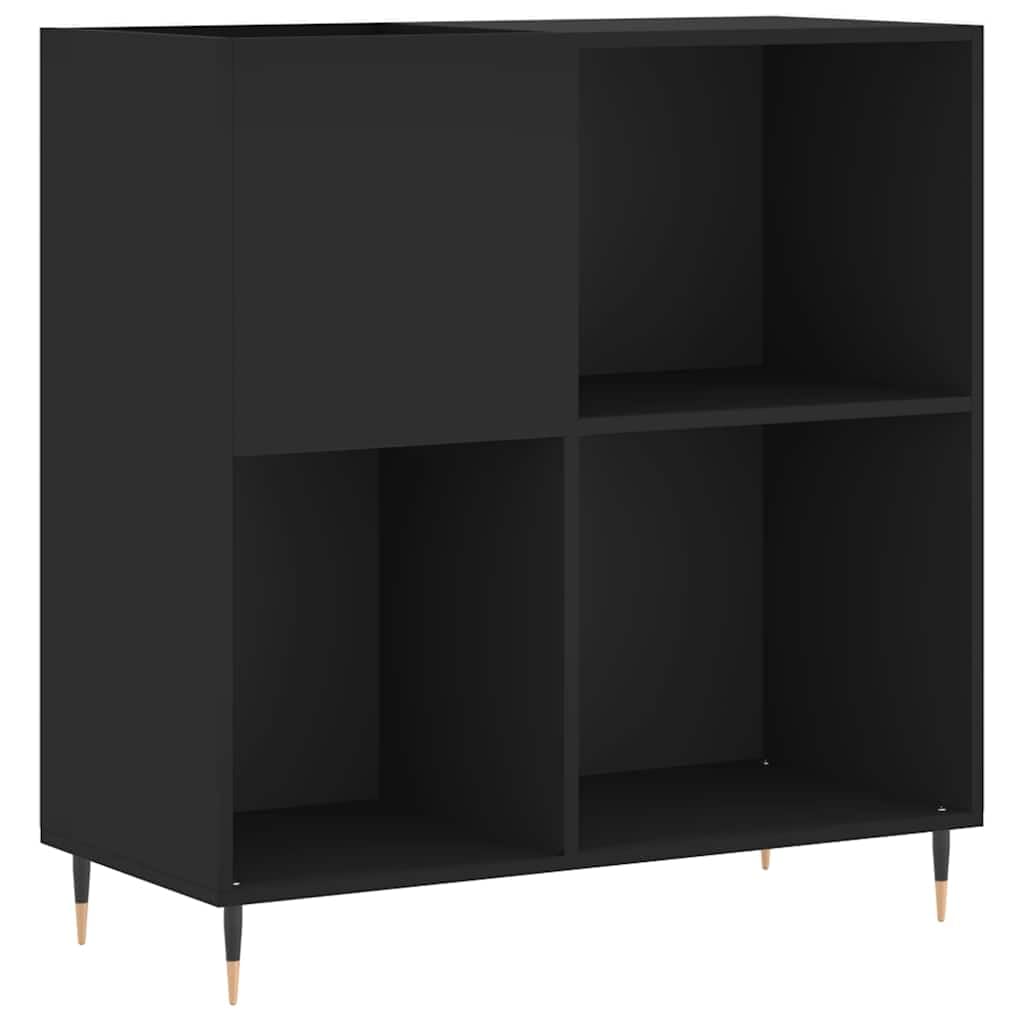 Armoire pour disques vinyles en bois noir étagère de rangement pour collection 84,5cm