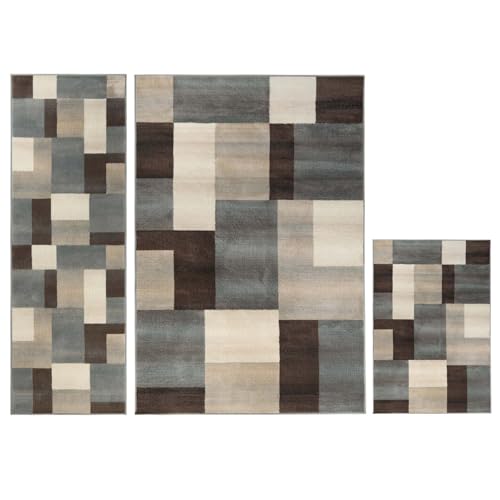 Superior Clifton 3 Piece Indoor Area Rug Set, Jute...
