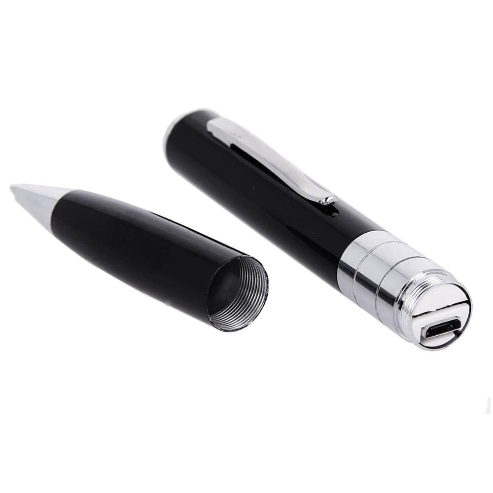 REY Registratore nascosto con penna spia audio, fino a 32 Gb, include cavo micro USB, manuale, auricolari e inchiostro, colore nero