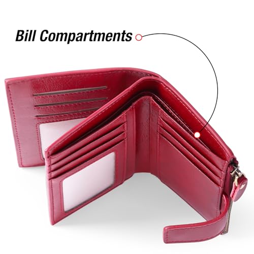 Wallets for Women Genuine Leather Wallets Credit Card Holder with RFID Blocking Large Capacity (Prink)2