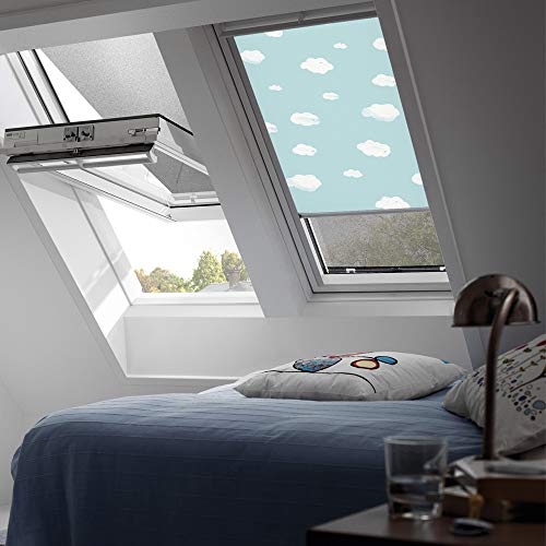 VELUX Original Verdunkelungsrollo Rollo für GGL, GHL, GTL, GPL, GGU, GHU, GTU, GPU/PK06/Stofffarbe Disney 4660/Blauer Himmel/DKL PK06 4660S