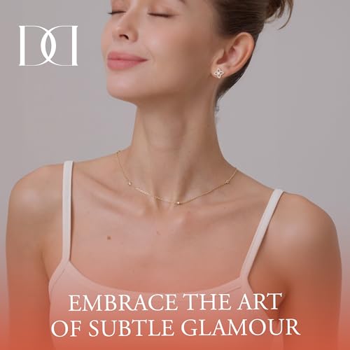 MINDDHA 18K/14K White/Yellow Gold Plated Station Necklace | Simulated Diamond BTY Necklace | Dainty Necklace for Women | CZ Necklace | White Gold and Gold Jewelry | 15-18 Inch + 3 Inch Extender2