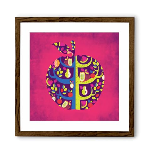 Image of Chumbak Square Archival Paper Small Square Apple Art Print with Frame