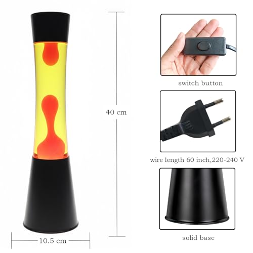 Image of KARP 16 Inch (Tower shap) Lava Lamp | Yellow Water & red Lava | Metal & Glass Design | 220-240V 50Hz | R39 30 W Bulb Included | Run by Plug with Inline ON /Off Switch | Best for Home & Office Gift