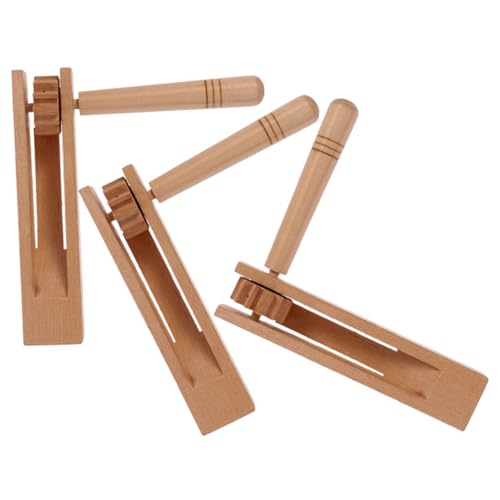 Yardwe 3pcs Wooden Ratchet Castanets Noise Maker Crisp Sound Effects for Boys and Girls Music Education