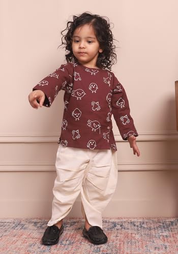 Image of POLKA TOTS Pure Cotton Traditional Dhoti Kurta Set for Baby Boys, Toddlers & Kids | Soft and Breathable Cotton Ethnic Dress for Festivals and Weddings | Traditional Elegant Indian Festive Clothing