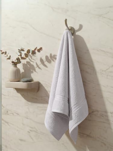 Image of Monte Carlo Essential 100% Cotton Bath Towel | 400 GSM Lightweight & Quick Dry | Soft Absorbent Large Towel 75x150 cm | Skin Friendly Daily Use Bathroom Towel for Men & Women (Jasper) | White