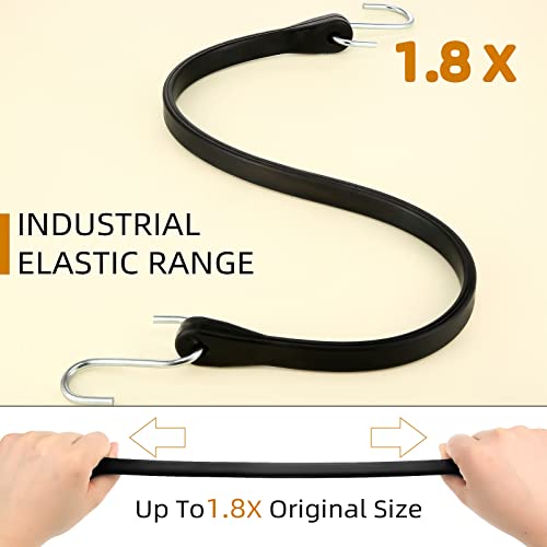 Multiple Size Rubber Bungee Cords With Hooks, Black Tie Down Straps, Heavy Duty Bungee Cords Assorted Sizes Bungee Straps Rubber Straps For Outdoor, Tarp Covers, Flatbed Trailer, Cargo, 6 Packs #TOP3