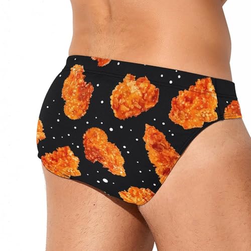 Fried Chicken Nuggets Mens Swim Briefs Quick Dry Swimming Trunks Training Swimsuit Low Rise Swimwear3