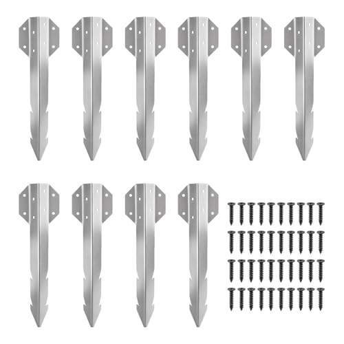 Homvvi Lot de 10 supports de traverses de chemin de fer pour bordure d'allée en bois de jardin, supports et fixations robustes, fixations en acier galvanisé...