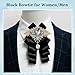 Luckyvestir Womens Bow Tie, Black Ribbon Rhinestone Crystal Bowknot Tie for Wedding Party