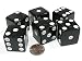 Set of 6 D6 25mm Large Opaque Jumbo Dice - Black with White Pip by Koplow Games