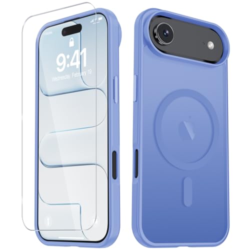 Image of YENAPOON for iPhone Air Case, Matte Magnetic Phone Cover [with 1 Screen Protector] [Support for MagSafe] [Shockproof Military Grade Protection] Translucent Frosted Back, Purple
